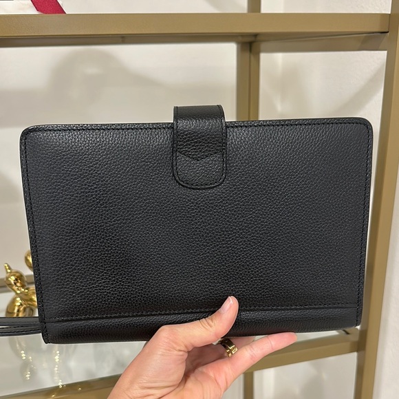 Bally Black Leather Clutch with Gold Accents - Picture 6 of 14